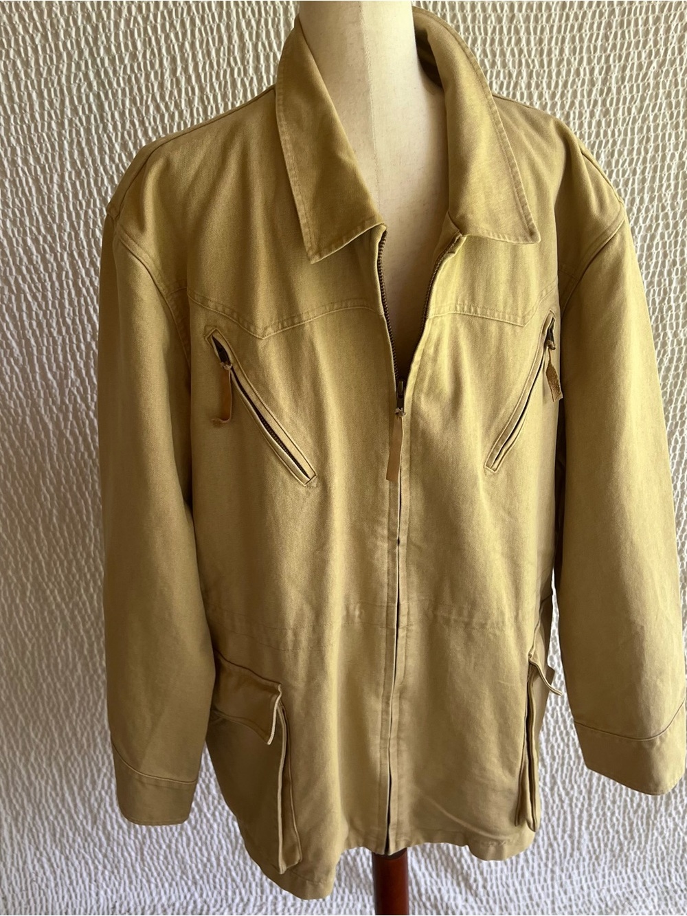 J Peterman vintage XL canvas jacket khaki Beige cotton large pockets
